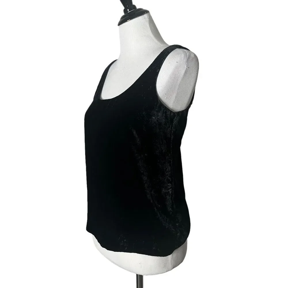 J Crew Black Velvet Tank‎ Top Women Size 0 Sleeveless Layering Minimalist